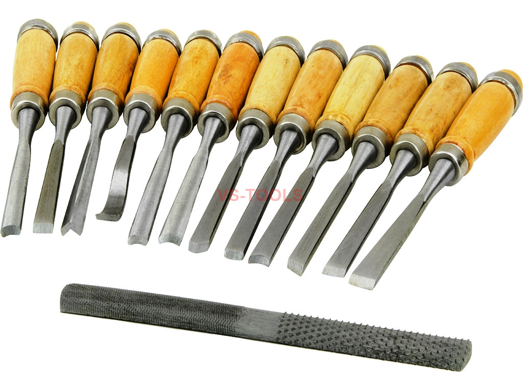 14Pcs Wood Carving Chisel Rasp File Set Woodworking Detailed